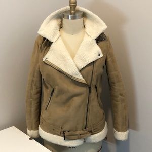 Faux Sherpa Lined Moto Jacket
